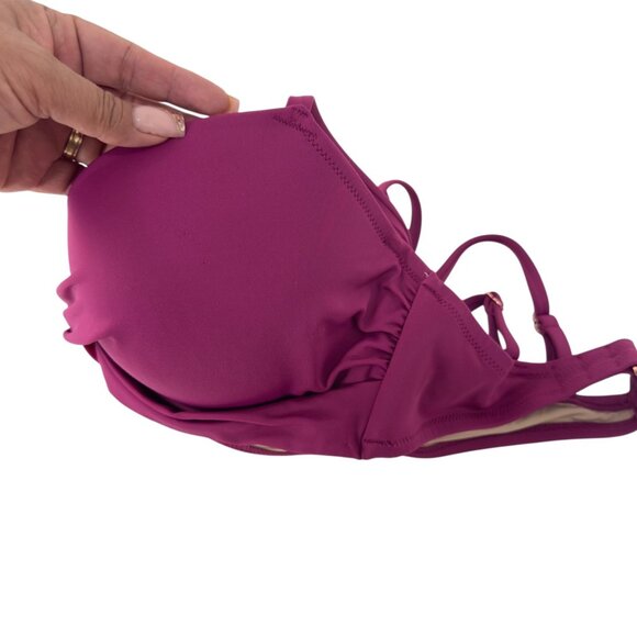 Shade And Shore Womens 36D Pink Magenta Underwire Bikini Top Twist Ring Detail - Picture 9 of 10